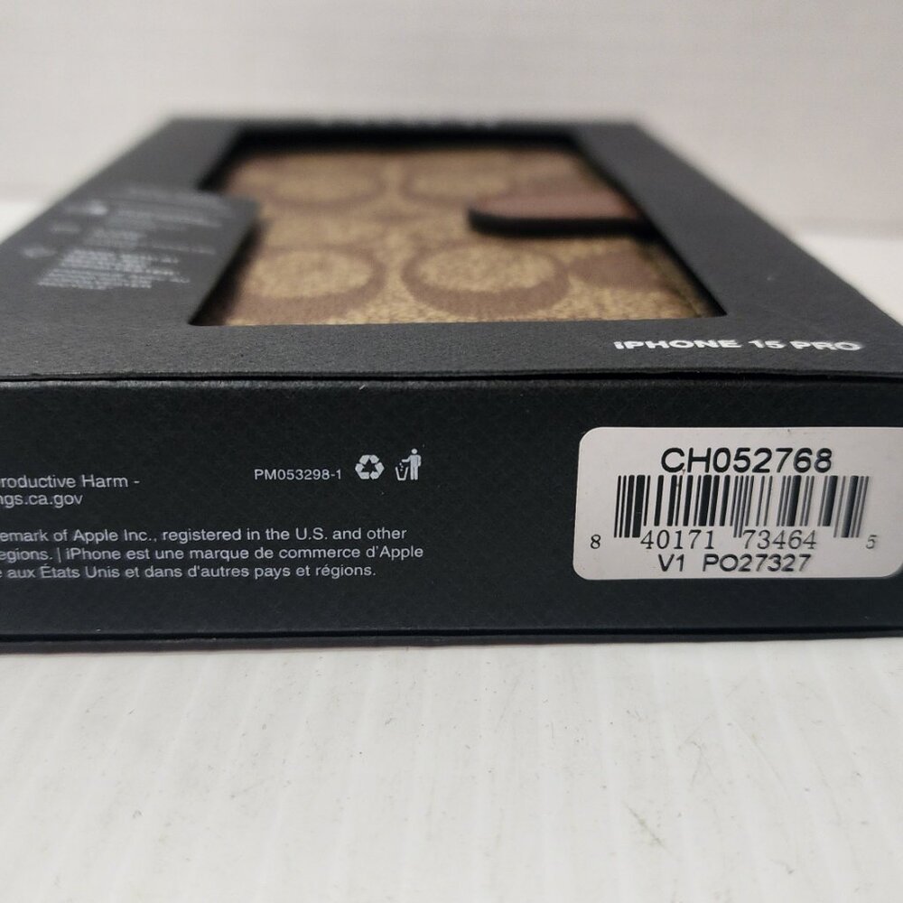 Two Coach iPhone 15 PRO Cases: Signature Folio + Slim Case Bundle Tan New ! - Picture 9 of 16